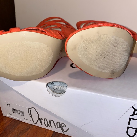 Aldo Orange Faux Suede Caged Sandal - Picture 7 of 7